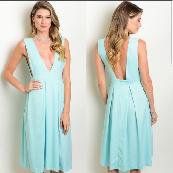 Dresses & Skirts - Mint A-Line Plunging Neckline Dress